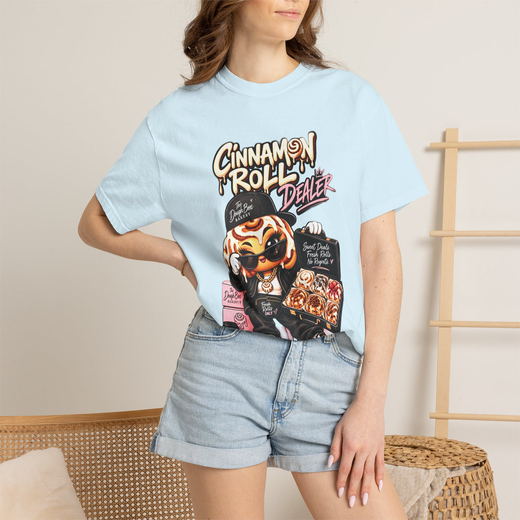 Cinnamon Roll Dealer T-Shirt — Cute Bakery Cartoon Tee