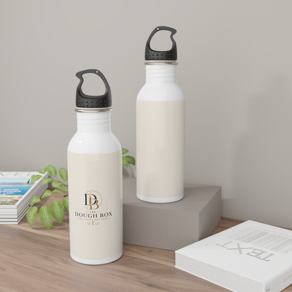 Dough Box Logo Stainless Steel Water Bottle — Branded Beige Hydration Bottle