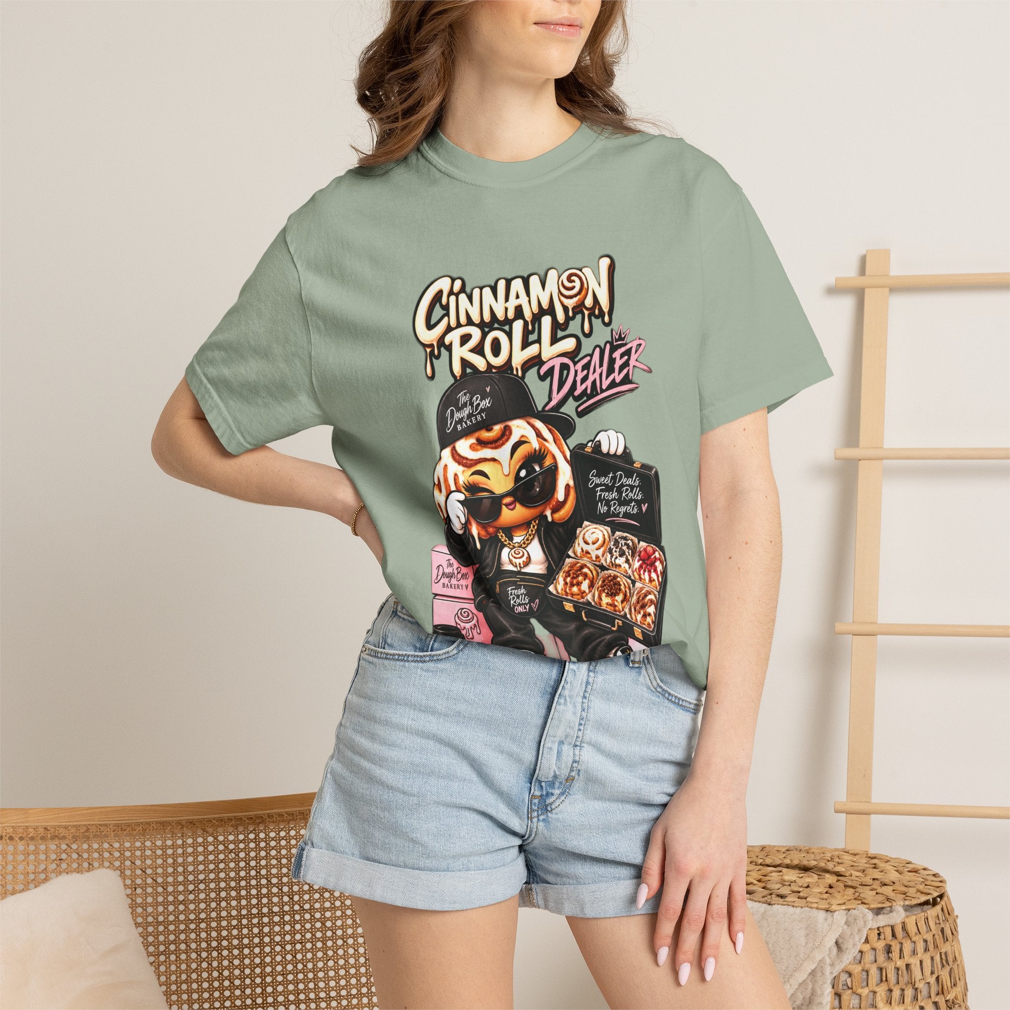 Cinnamon Roll Dealer T-Shirt — Cute Bakery Cartoon Tee