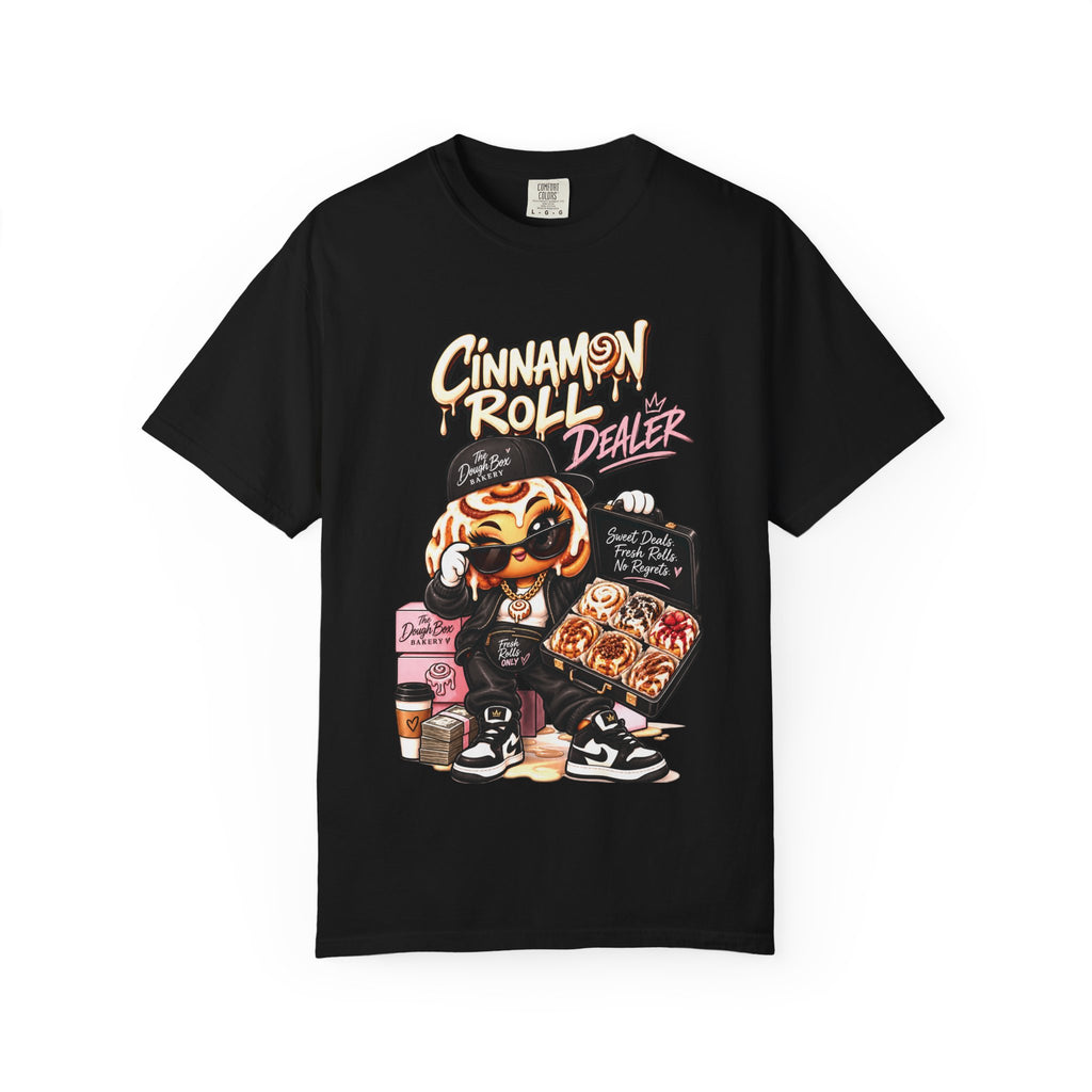 Cinnamon Roll Dealer T-Shirt — Cute Bakery Cartoon Tee
