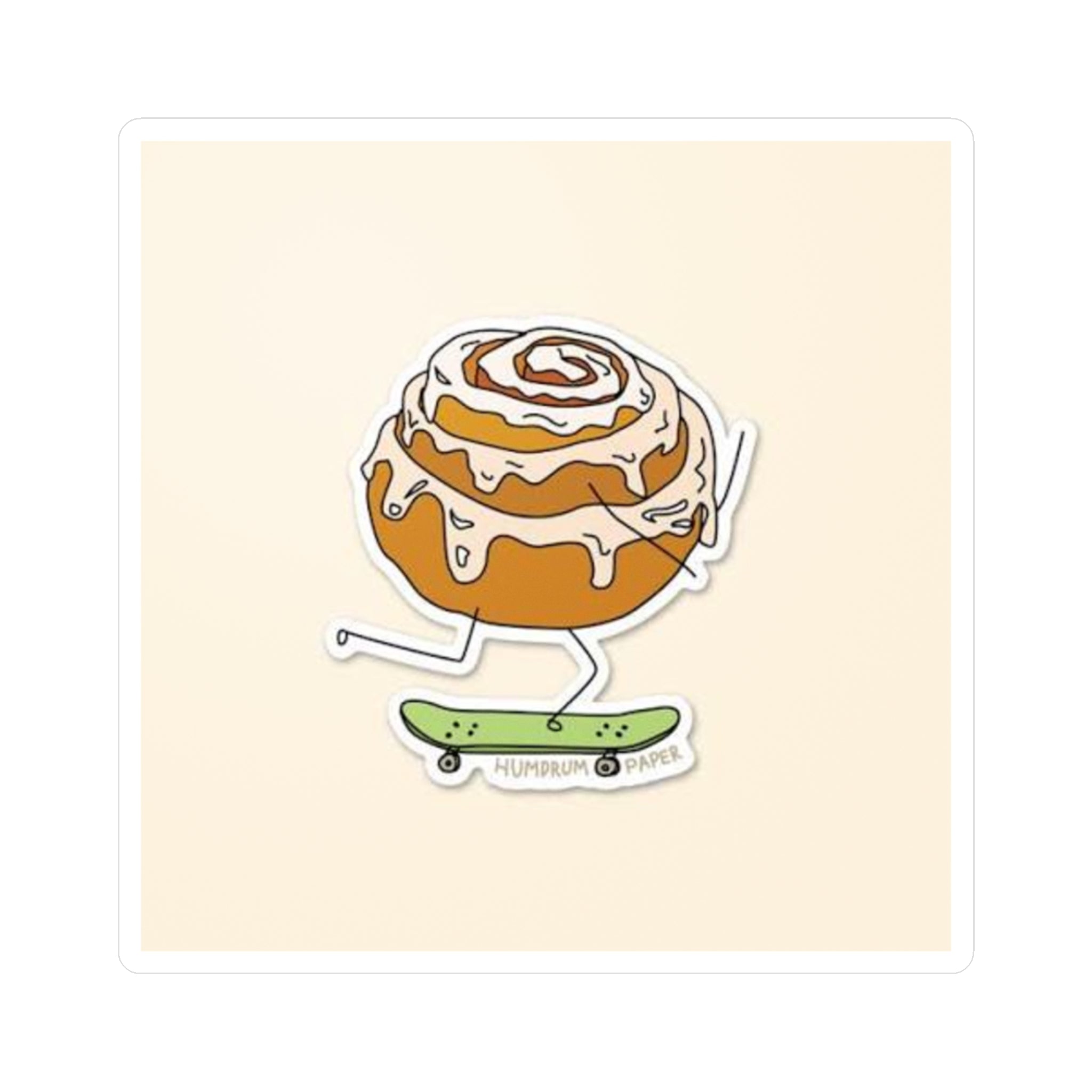 Cinnamon Roll Skateboard Sticker — Vinyl Kiss-Cut Decal