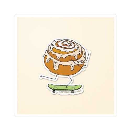 Cinnamon Roll Skateboard Sticker — Vinyl Kiss-Cut Decal
