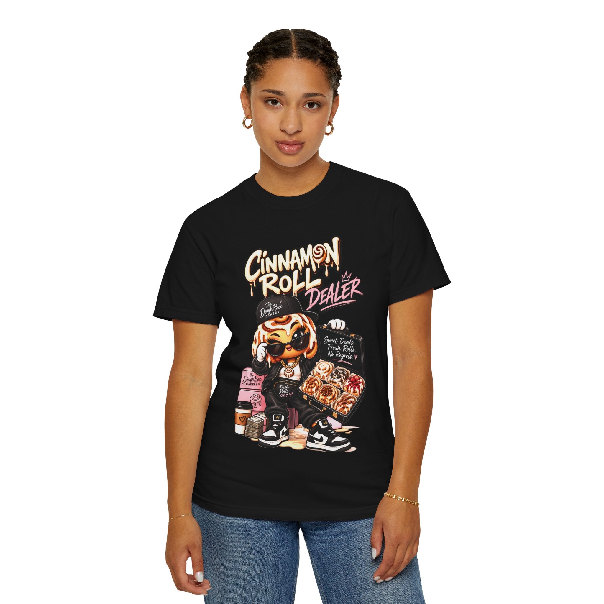 Cinnamon Roll Dealer T-Shirt — Cute Bakery Cartoon Tee