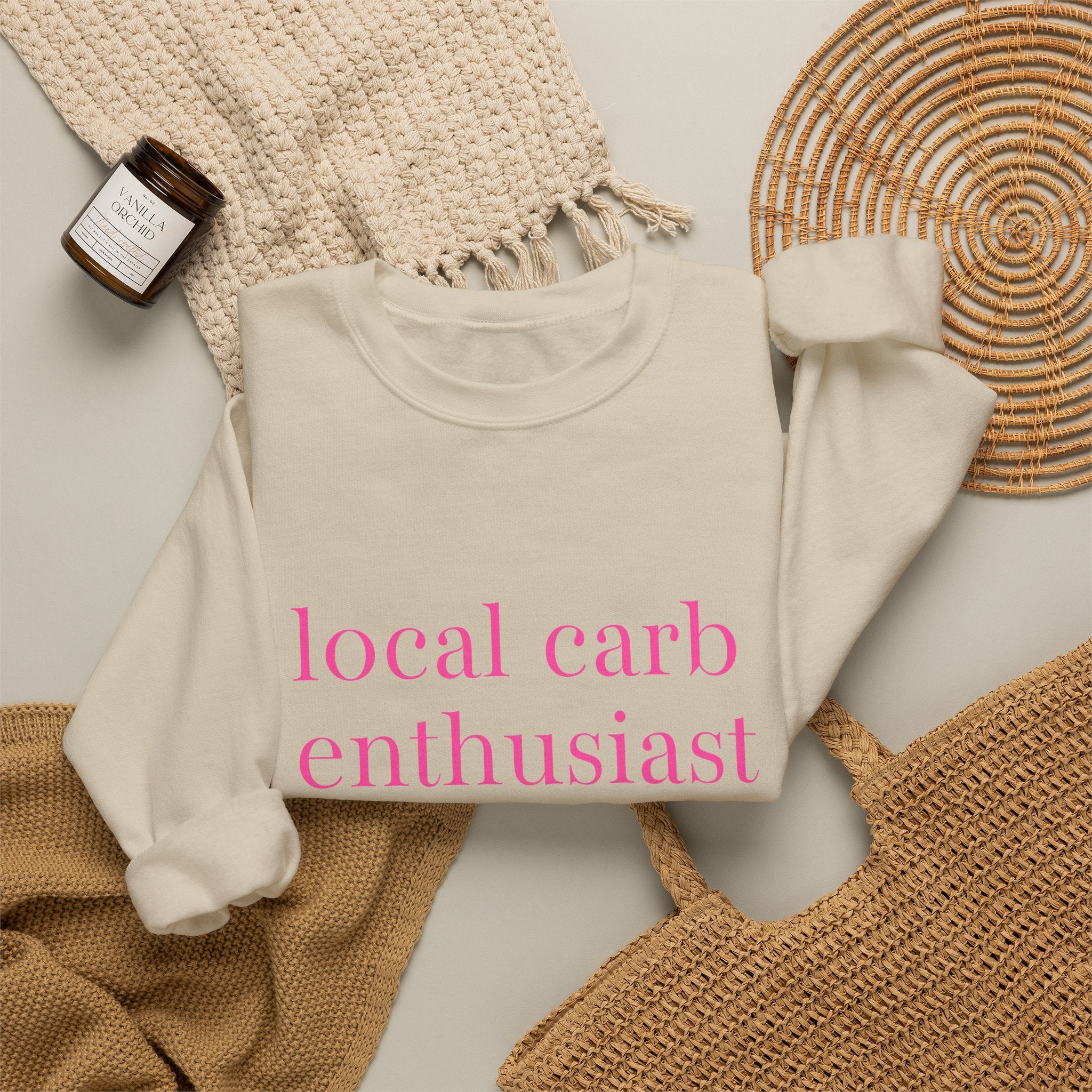 Local Carb Enthusiast Crewneck Sweatshirt — Funny Foodie Graphic Sweatshirt